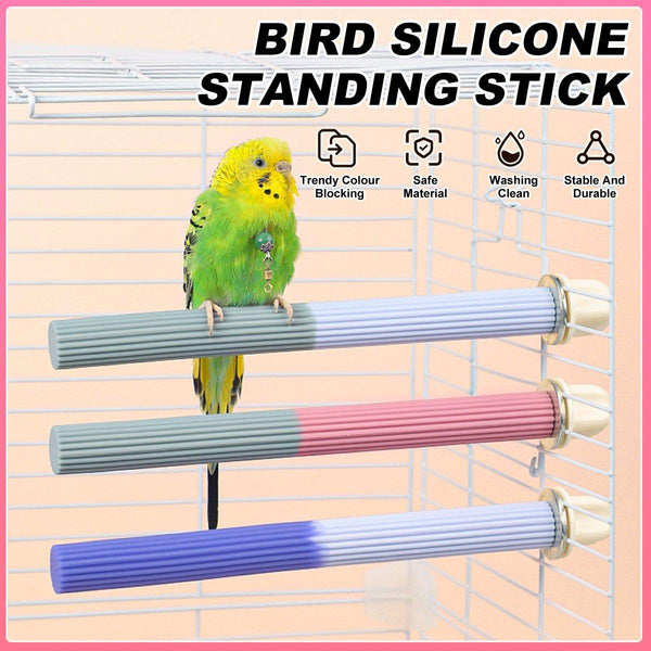Non Slip Silicone Parrot Perch Stand Stick Grinding Claw Bird Cage Accessories White Blue Bird Cages