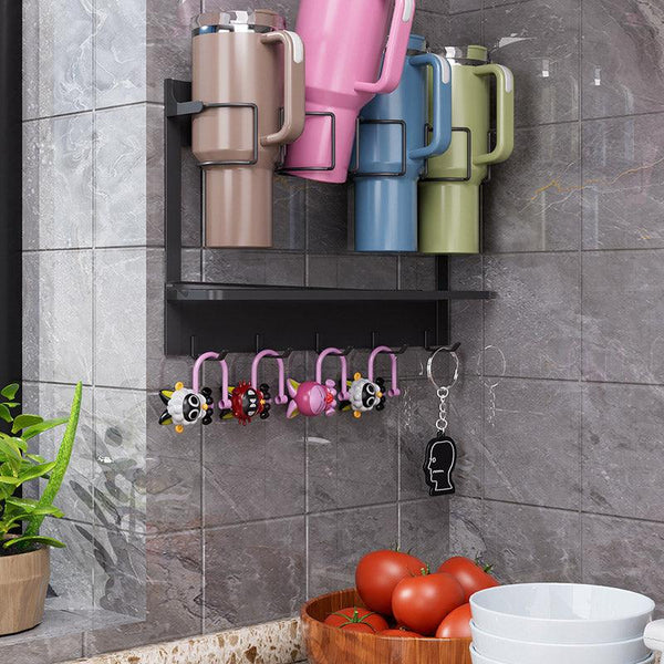 Magnetic Mug Organizer Cup Holder Wall Mount Storage For Kitchen Office Home Use White Mugs
