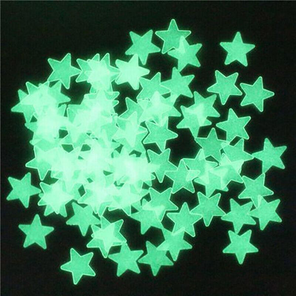 100 Pieces Glow In The Dark Luminous Star For Bedroom Or Ceiling Decor Blue Wall Stickers