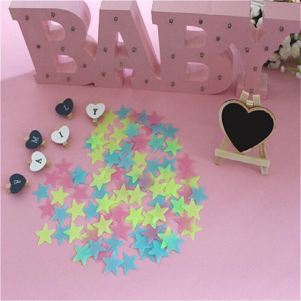 100 Pieces Glow In The Dark Luminous Star For Bedroom Or Ceiling Decor Multicolour Wall Stickers