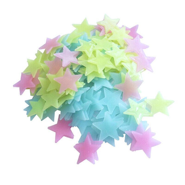 100 Pieces Glow In The Dark Luminous Star For Bedroom Or Ceiling Decor Multicolour Wall Stickers