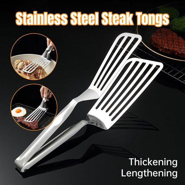 Stainless Steel Steak Multi Functional Kitchen Tool For Bbq And Fried Fish Tongs