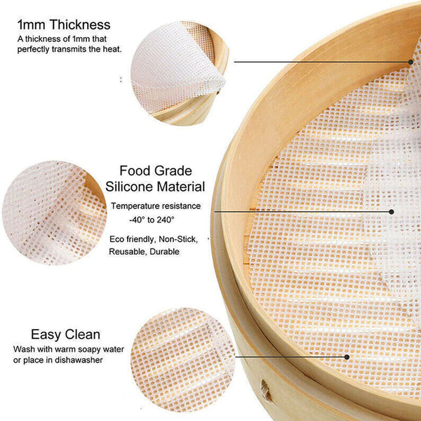 3Pcs Silicone Steamer Pad Cloth Non Stick Drawer Reusable Kitchen Steamers