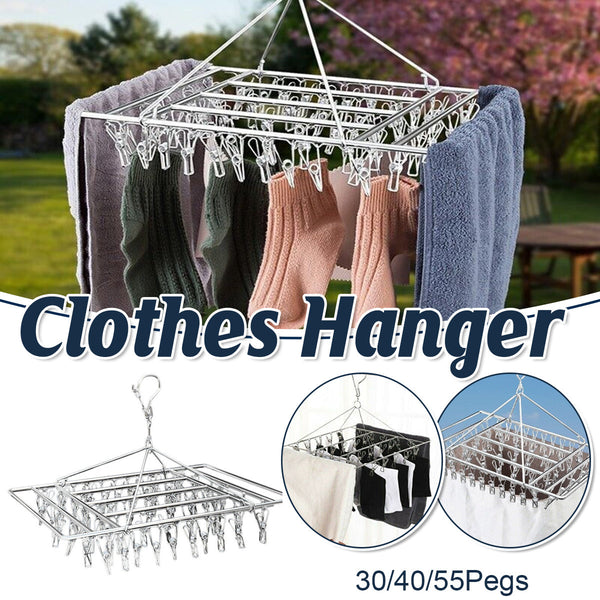 30/40/55 Pegs Stainless Steel Laundry Sock Underwear Clothes Dryer Rack Hanger 40Pegs Pegs & Peg Bags