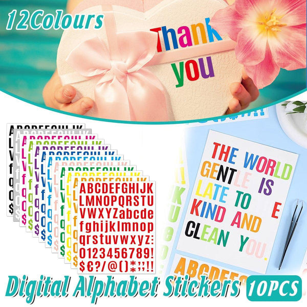 10Pcs Letter Stickers Colourful Diy Scrapbooking Water Bottle Greeting Cards Dark Blue Scrapbooking Stickers