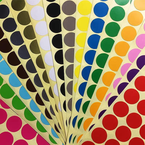 8Mm To 50Mm Round Dot Stickers Coloured Paper Labels Circles Adhesive Sticky 13Mm 132 Dots 16 Sheets Scrapbooking Stickers