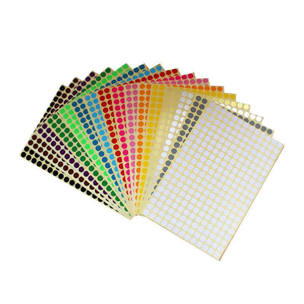 8Mm To 50Mm Round Dot Stickers Coloured Paper Labels Circles Adhesive Sticky 13Mm 132 Dots 16 Sheets Scrapbooking Stickers