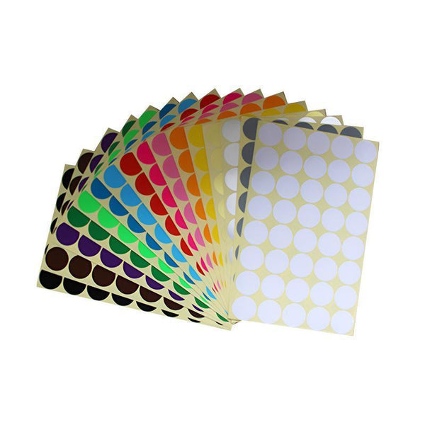 8Mm To 50Mm Round Dot Stickers Coloured Paper Labels Circles Adhesive Sticky 13Mm 132 Dots 16 Sheets Scrapbooking Stickers