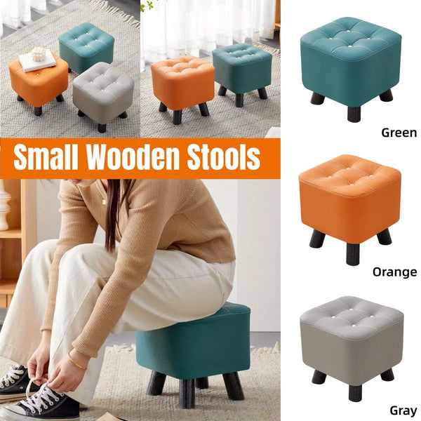 Small Stool Household Sofa Shoes Changing Low Seat For Bedroom And Living Orange Benches Bar Stools