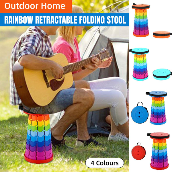 Rainbow Telescopic Folding Stool Thickened Travel Outdoor Seat For Camping Red Benches Bar Stools