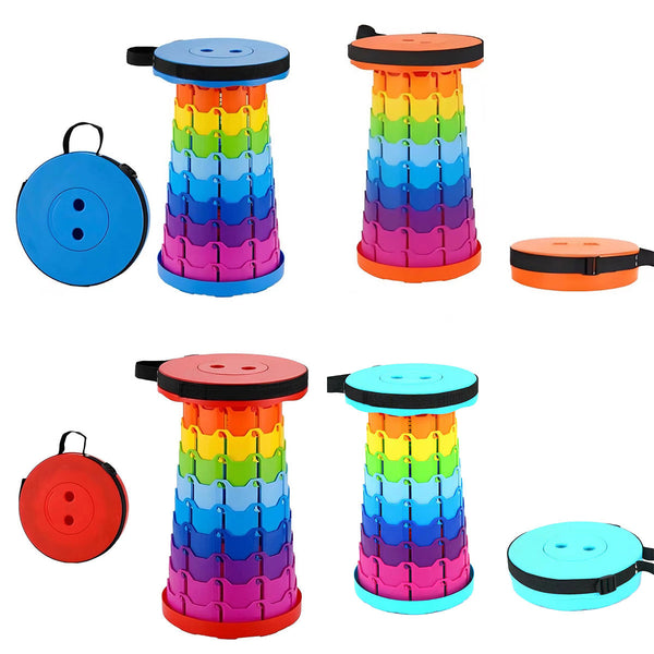 Rainbow Telescopic Folding Stool Thickened Travel Outdoor Seat For Camping Red Benches Bar Stools