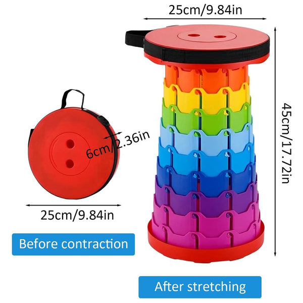 Rainbow Telescopic Folding Stool Thickened Travel Outdoor Seat For Camping Red Benches Bar Stools