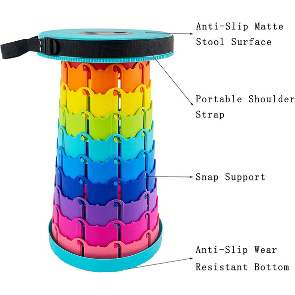 Rainbow Telescopic Folding Stool Thickened Travel Outdoor Seat For Camping Red Benches Bar Stools