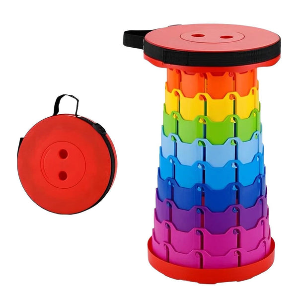 Rainbow Telescopic Folding Stool Thickened Travel Outdoor Seat For Camping Red Benches Bar Stools