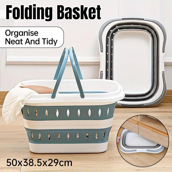 Large Folding Laundry Basket Plastic Dirty Clothes Hamper Blue Bathroom Storage Laundry Baskets & Hampers