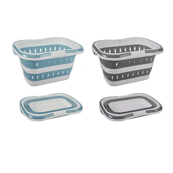 Large Folding Laundry Basket Plastic Dirty Clothes Hamper Blue Bathroom Storage Laundry Baskets & Hampers