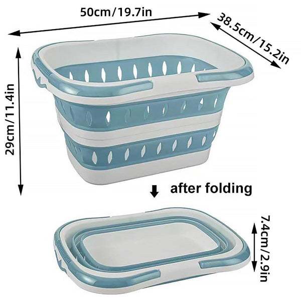 Large Folding Laundry Basket Plastic Dirty Clothes Hamper Blue Bathroom Storage Laundry Baskets & Hampers