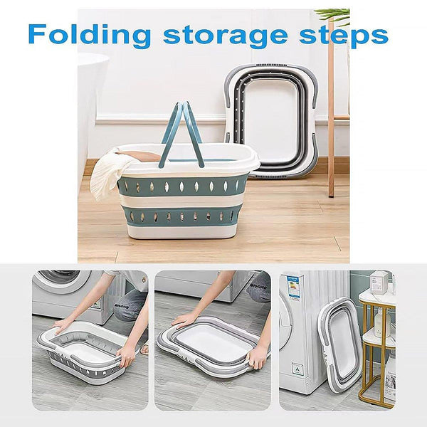 Large Folding Laundry Basket Plastic Dirty Clothes Hamper Blue Bathroom Storage Laundry Baskets & Hampers