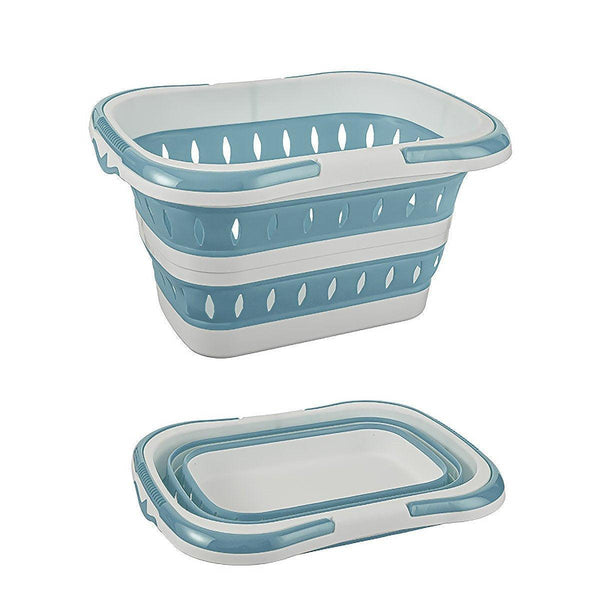 Large Folding Laundry Basket Plastic Dirty Clothes Hamper Blue Bathroom Storage Laundry Baskets & Hampers