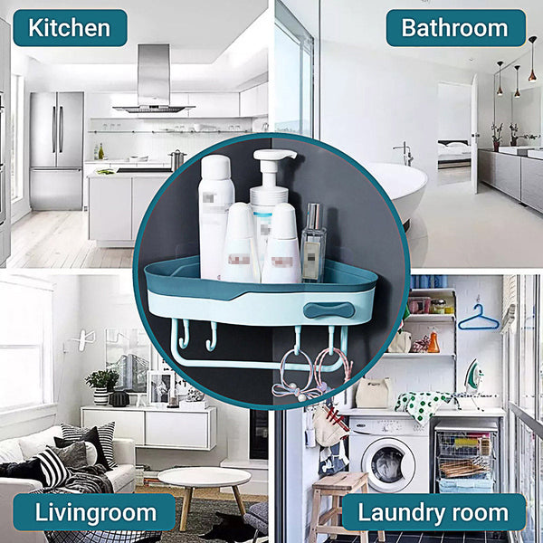 Bathroom Corner Shower Shelf Shampoo Soap Caddy Holder Rack Storage Organiser Blue Bathroom Storage & Organisers