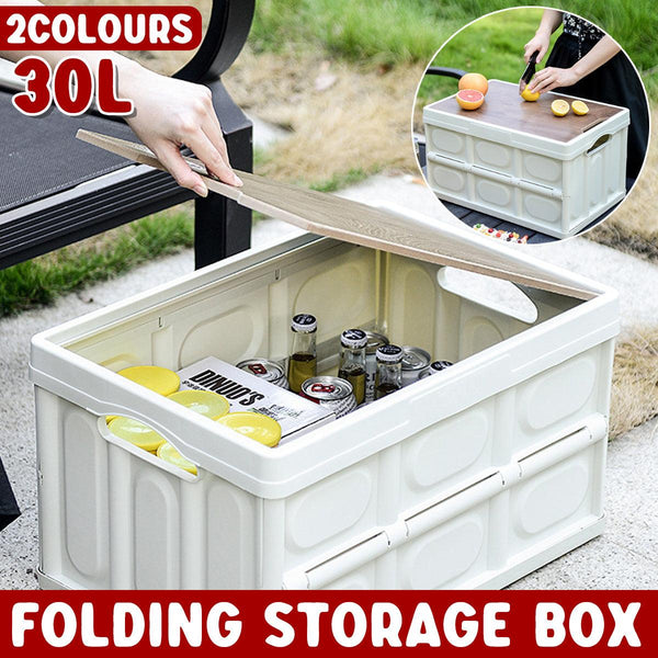 Folding Camping Storage Box Outdoor Stackable Container With Lid Home Organizer White Storage Boxes