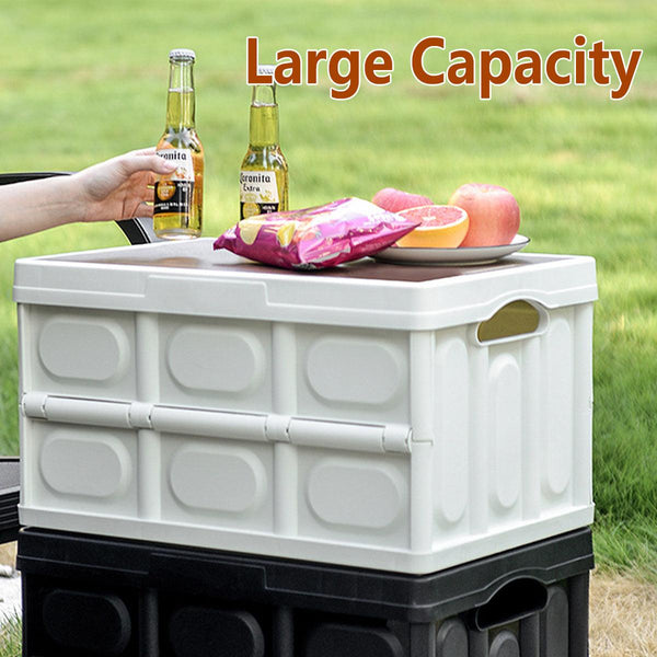 Folding Camping Storage Box Outdoor Stackable Container With Lid Home Organizer White Storage Boxes