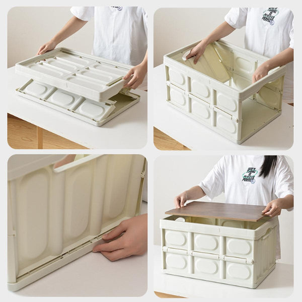 Folding Camping Storage Box Outdoor Stackable Container With Lid Home Organizer White Storage Boxes