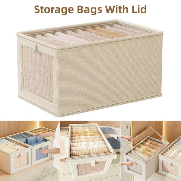 Dustproof Wardrobe Storage Box With Lid Large Clothes Organiser Container Storage Boxes