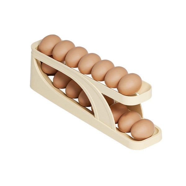Automatic Scrolling Egg Holder 2/4 Tier Storage Box Container For Refrigerator Grey (4 Tier) Other Kitchen Gadgets