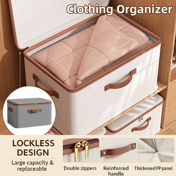 Clothing Storage Basket Large Capacity Foldable Organizer With Cover Household Grey Storage Bins & Baskets