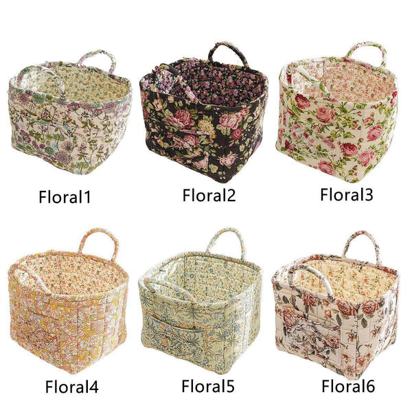 Fabric Storage Basket Korean Pastoral Style Organizer For Home Sundries Floral2 Storage Bins & Baskets