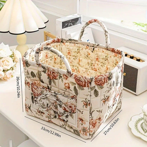 Fabric Storage Basket Korean Pastoral Style Organizer For Home Sundries Floral6 Storage Bins & Baskets