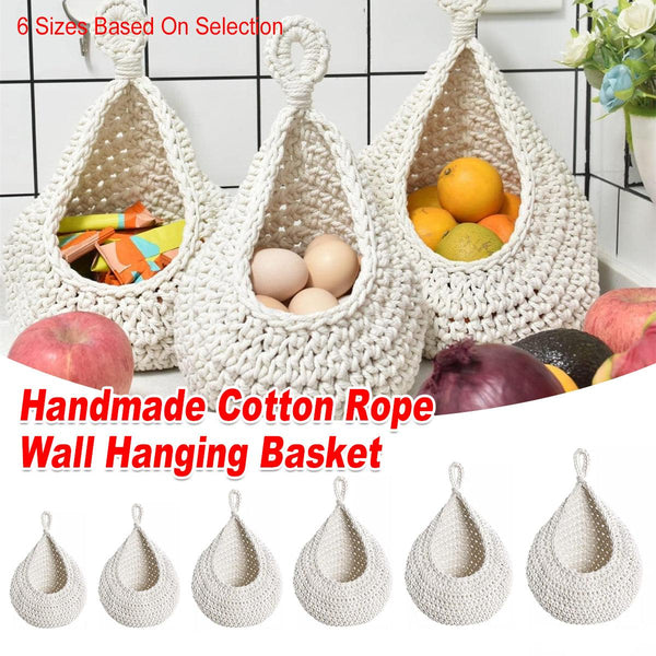 Cotton Rope Woven Storage Basket Wall Mount Fruit Vegetable Organizer Container Max Storage Bins & Baskets