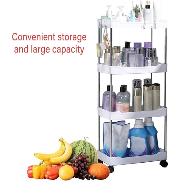 Multi Layer Rolling Storage Cart Kitchen Bathroom Organizer Shelf With Wheels 3 Black Kitchen Carts