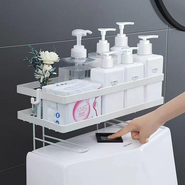 Storage Rack 1Tier Space Saver Over The Toilet Steel Bathroom Shelf Organiser White Shelves