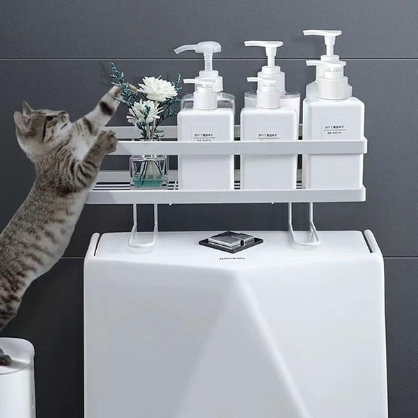 Storage Rack 1Tier Space Saver Over The Toilet Steel Bathroom Shelf Organiser White Shelves