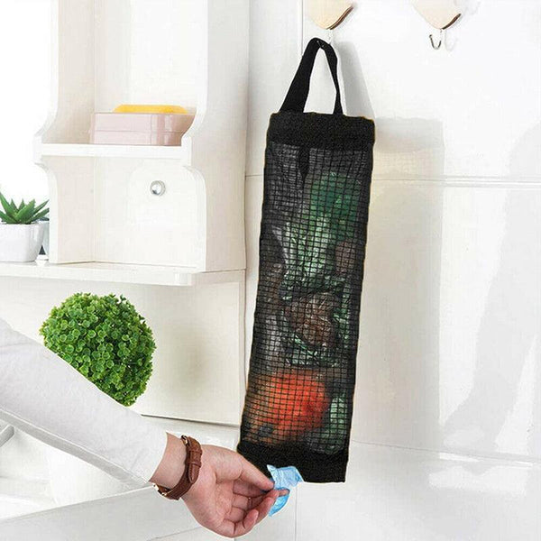 Hanging Mesh Bag Organizer Dispenser For Plastic Trash Bags Storage Holder Grey Other Kitchen Storage