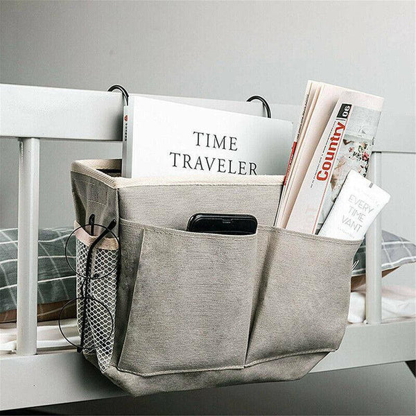 Hanging Bedside Storage Caddy With Pockets For Bunk Dorm Couch Organizing Grey Hanging Closet Storage