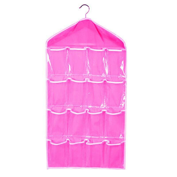 16 Pockets Hanging Wardrobe Storage Organiser Bag For Socks And Underwear Green Hanging Closet Storage