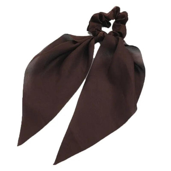 Chiffon Ponytail Scarf Bow Elastic Hair Rope Tie Scrunchies Ribbon Bands Black Hair Accessories