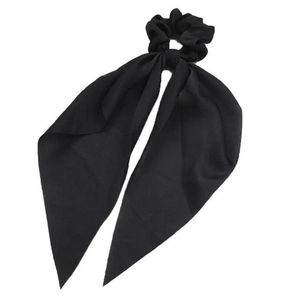 Chiffon Ponytail Scarf Bow Elastic Hair Rope Tie Scrunchies Ribbon Bands Black Hair Accessories