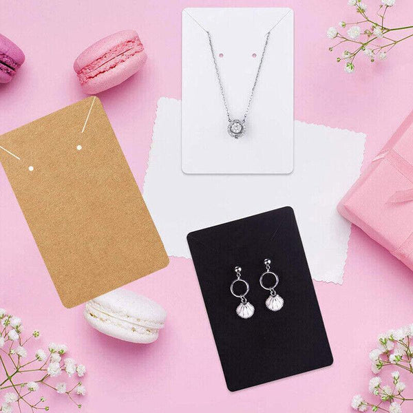 40Pcs Jewellery Display Cards Necklace Earring Holder Kraft Paper 6X9cm Black Jewellery Holders & Organisers
