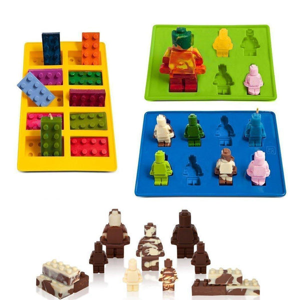 Brick Figure Man Silicone Mold Chocolate Block Cake Mould Ice Cube Tray Red Square Sugarcraft & Chocolate Moulds