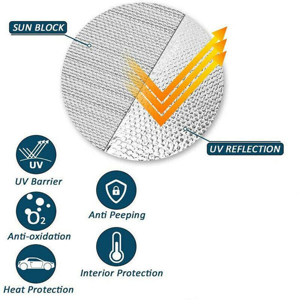 Car Windscreen Sun Shade Heat Reflective Windshield Front Rear Window Uv Block 130*60 Sun Visors