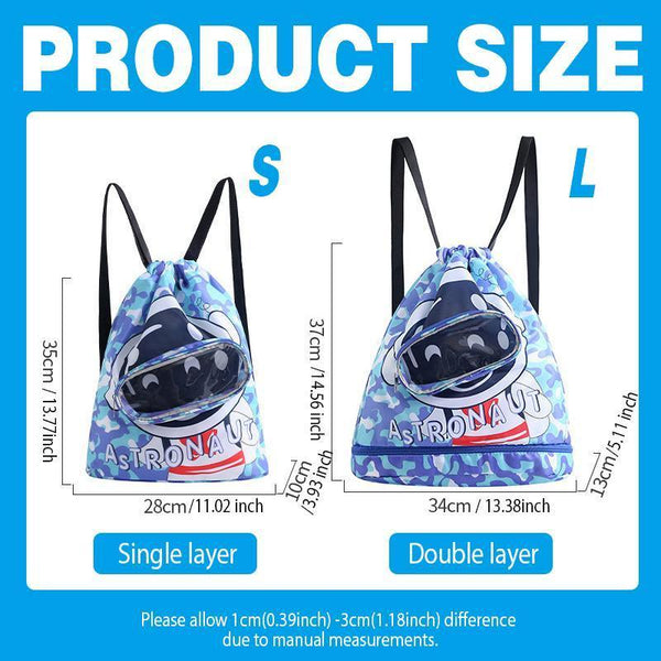 Waterproof Swim Backpack Durable Storage Bag Beach Pool Outdoor Travel Blue Large (Double Layer) Backpacks & Bags
