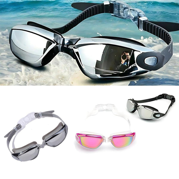 Unisex Swimming Waterproof Anti Fog Adjustable Glasses For Men Women Grey Goggles