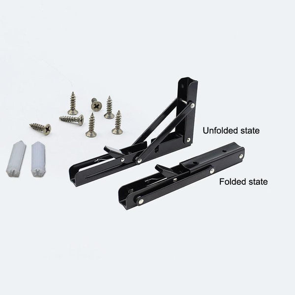 Table Bracket Folding Stainless Steel 150Kg Wall Shelf Bench 2Pcs Black 20In Braces & Brackets