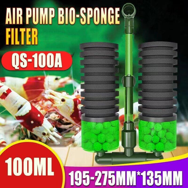 Double Head Aquarium Sponge Filter With Bio Media Box For Shrimp Breeding Tanks Filters