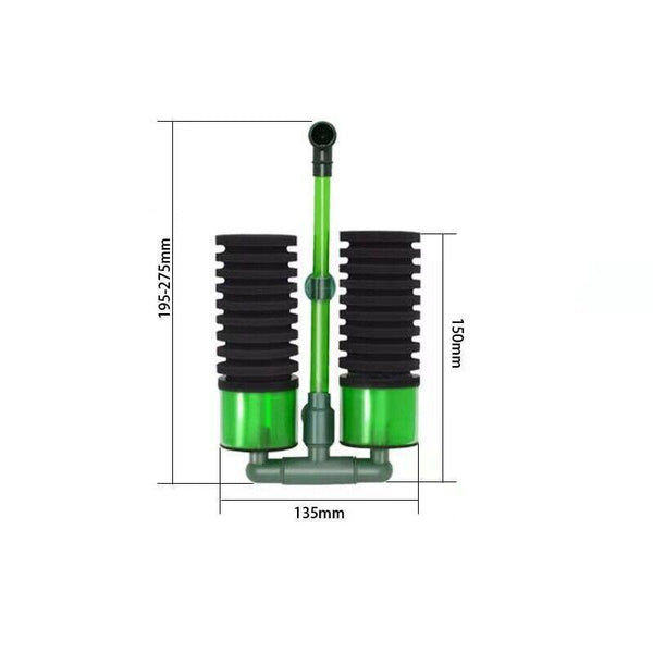 Double Head Aquarium Sponge Filter With Bio Media Box For Shrimp Breeding Tanks Filters