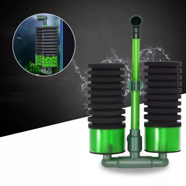 Double Head Aquarium Sponge Filter With Bio Media Box For Shrimp Breeding Tanks Filters